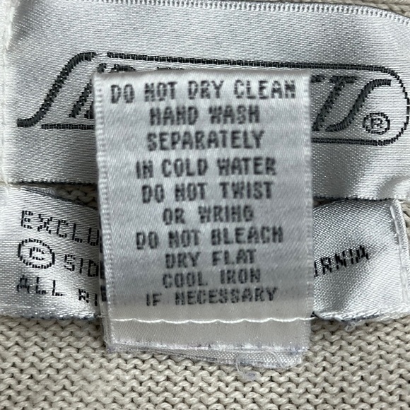 Side Effects cream sweater with front shawl collar open pockets, size M - Picture 7 of 7